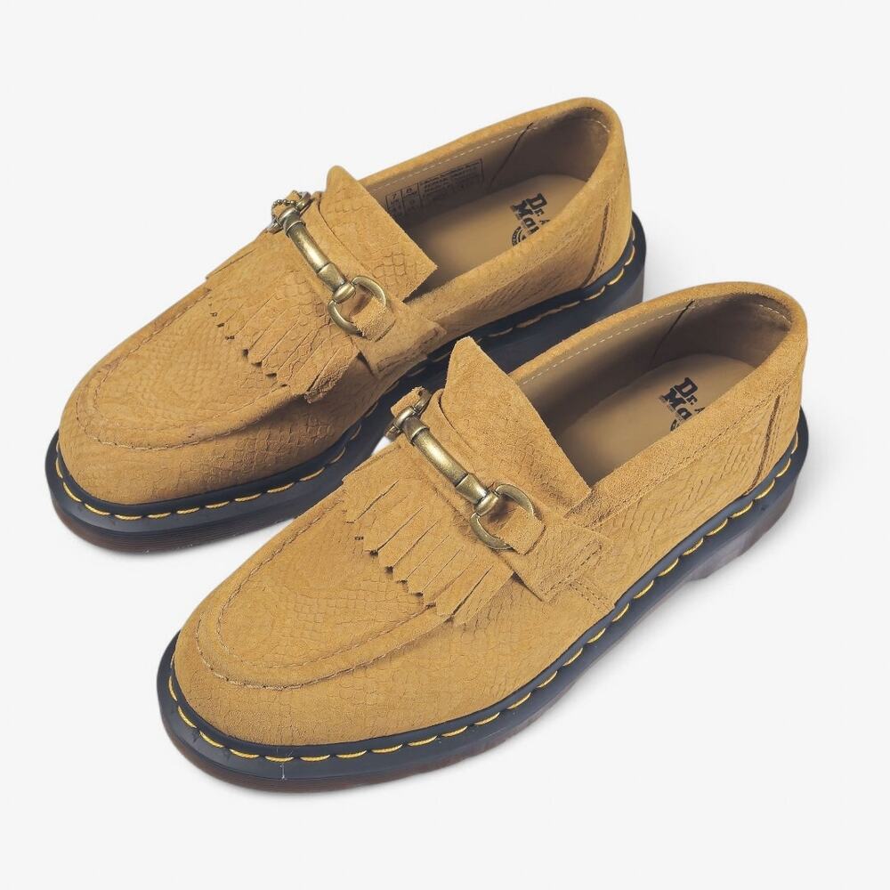 NWOT Dr. Martens Adrian Repello Snaffle Loafers Tan Suede Fringe Slip-On Size 9L